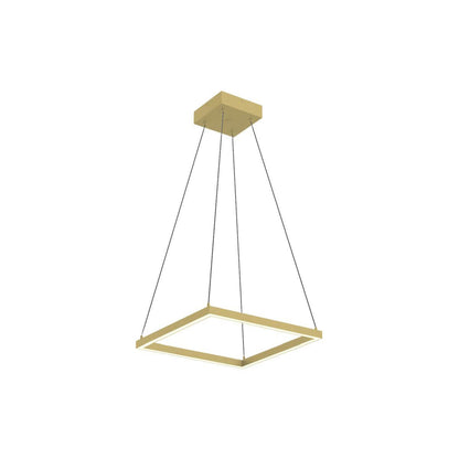 Piazza Square LED Pendant Light in Brushed Gold (17.75-Inch).