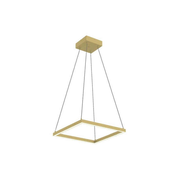 Piazza Square LED Pendant Light in Brushed Gold (17.75-Inch).