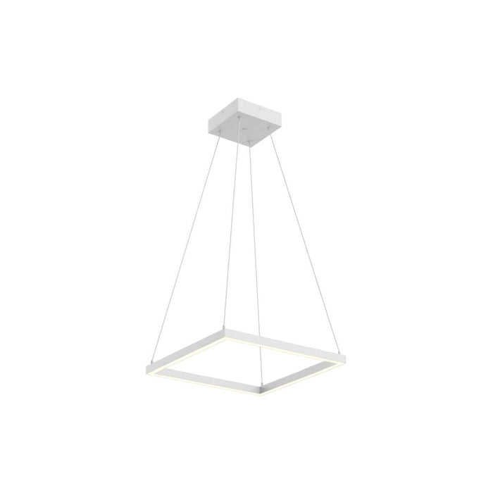 Piazza Square LED Pendant Light in White (17.75-Inch).