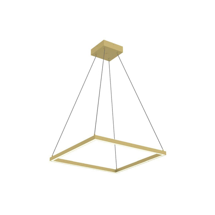 Piazza Square LED Pendant Light in Brushed Gold (23.68-Inch).
