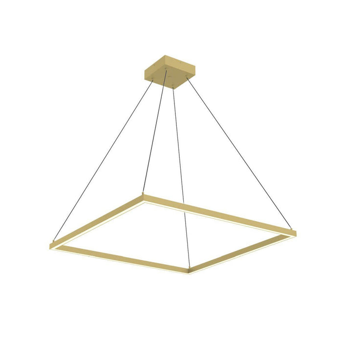 Piazza Square LED Pendant Light in Brushed Gold (31.5-Inch).