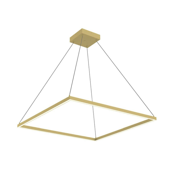 Piazza Square LED Pendant Light in Brushed Gold (35.38-Inch).