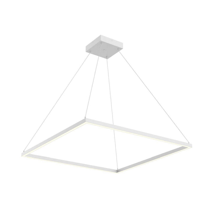 Piazza Square LED Pendant Light in White (35.38-Inch).