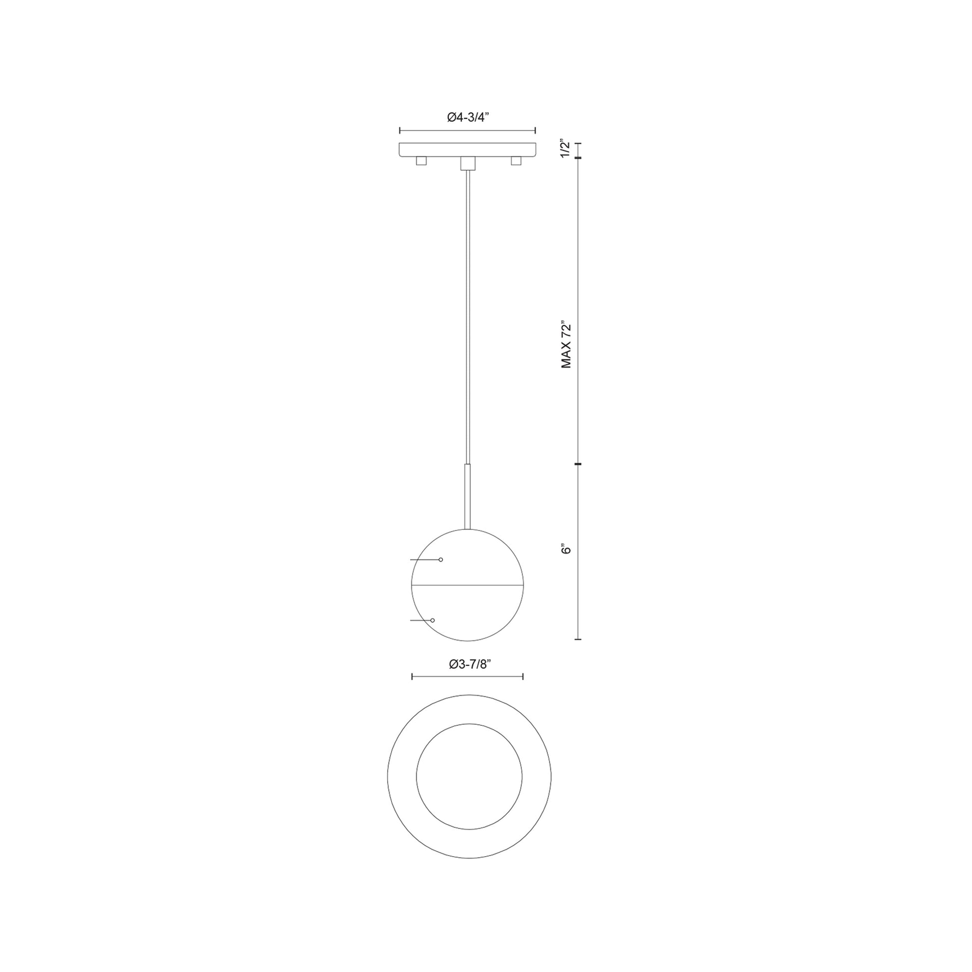 Pluto LED Pendant Light - line drawing.
