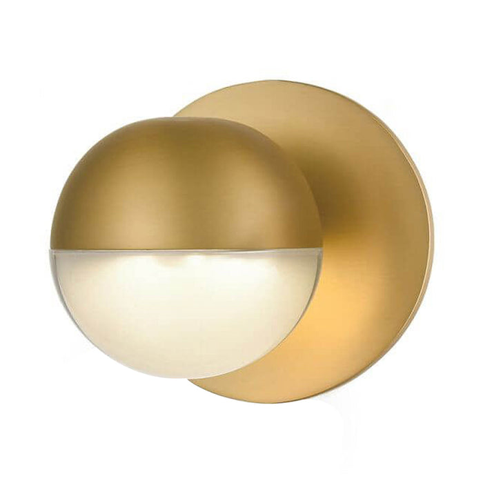 Pluto LED Wall Light in Brushed Gold.