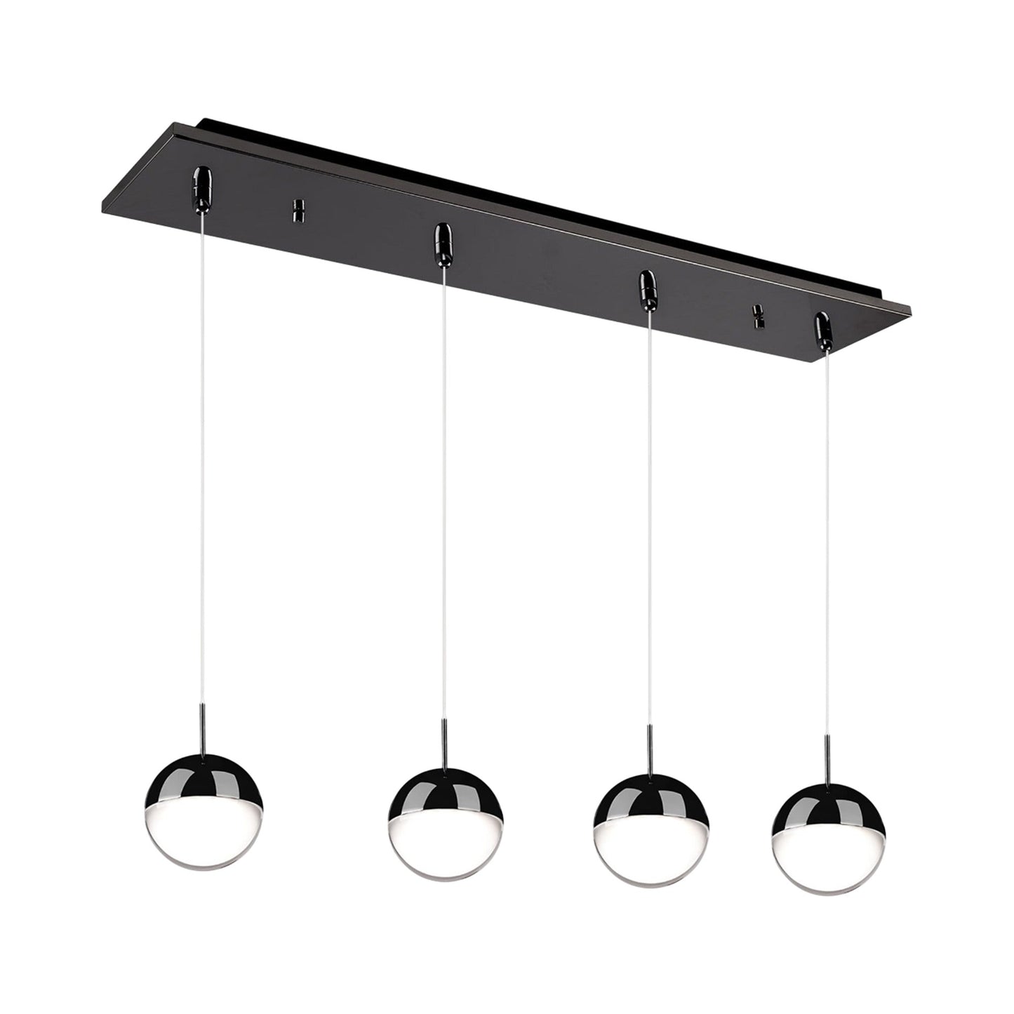 Pluto Rectangle Multi Light LED Pendant Light in Black Chrome (4-Light).