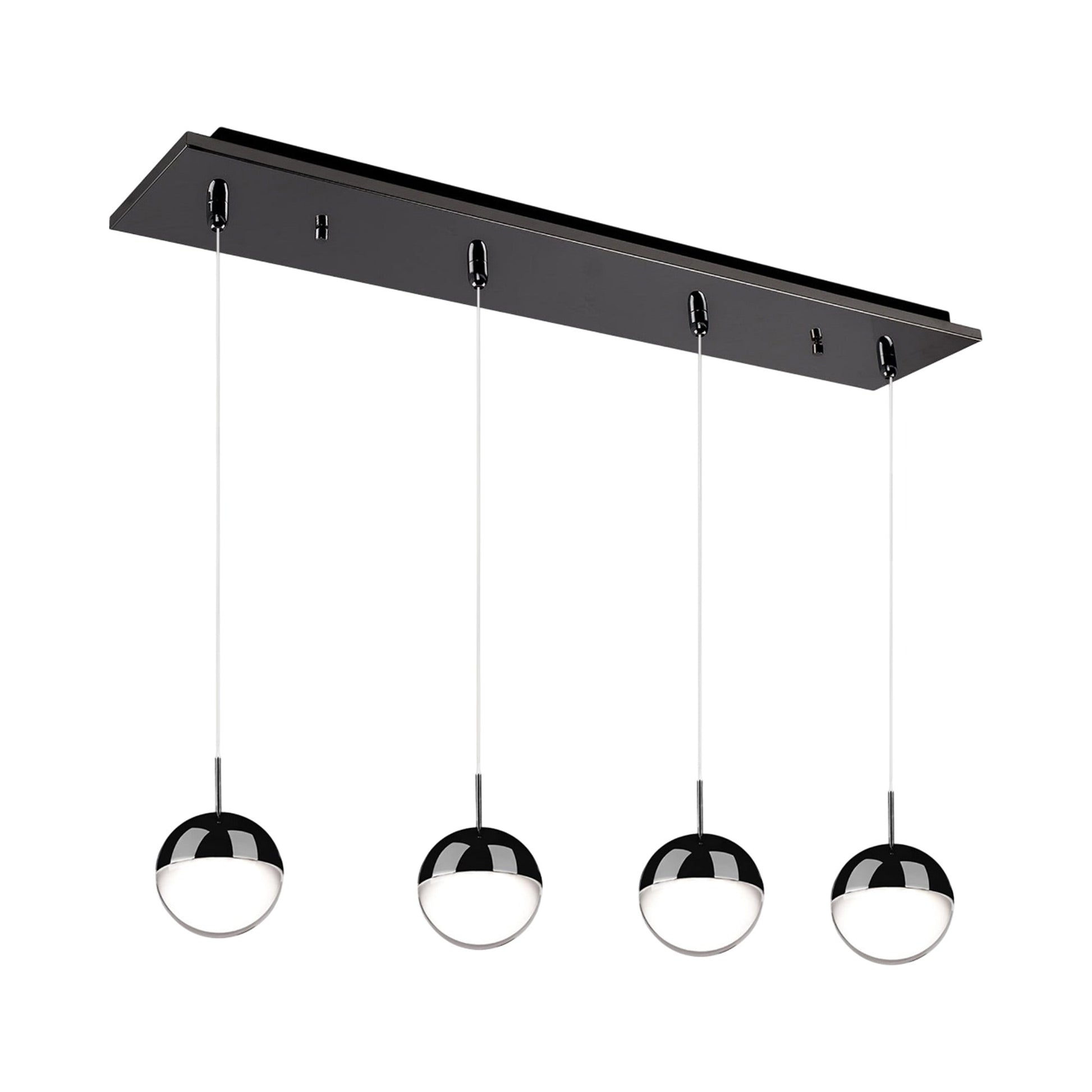 Pluto Rectangle Multi Light LED Pendant Light in Black Chrome (4-Light).