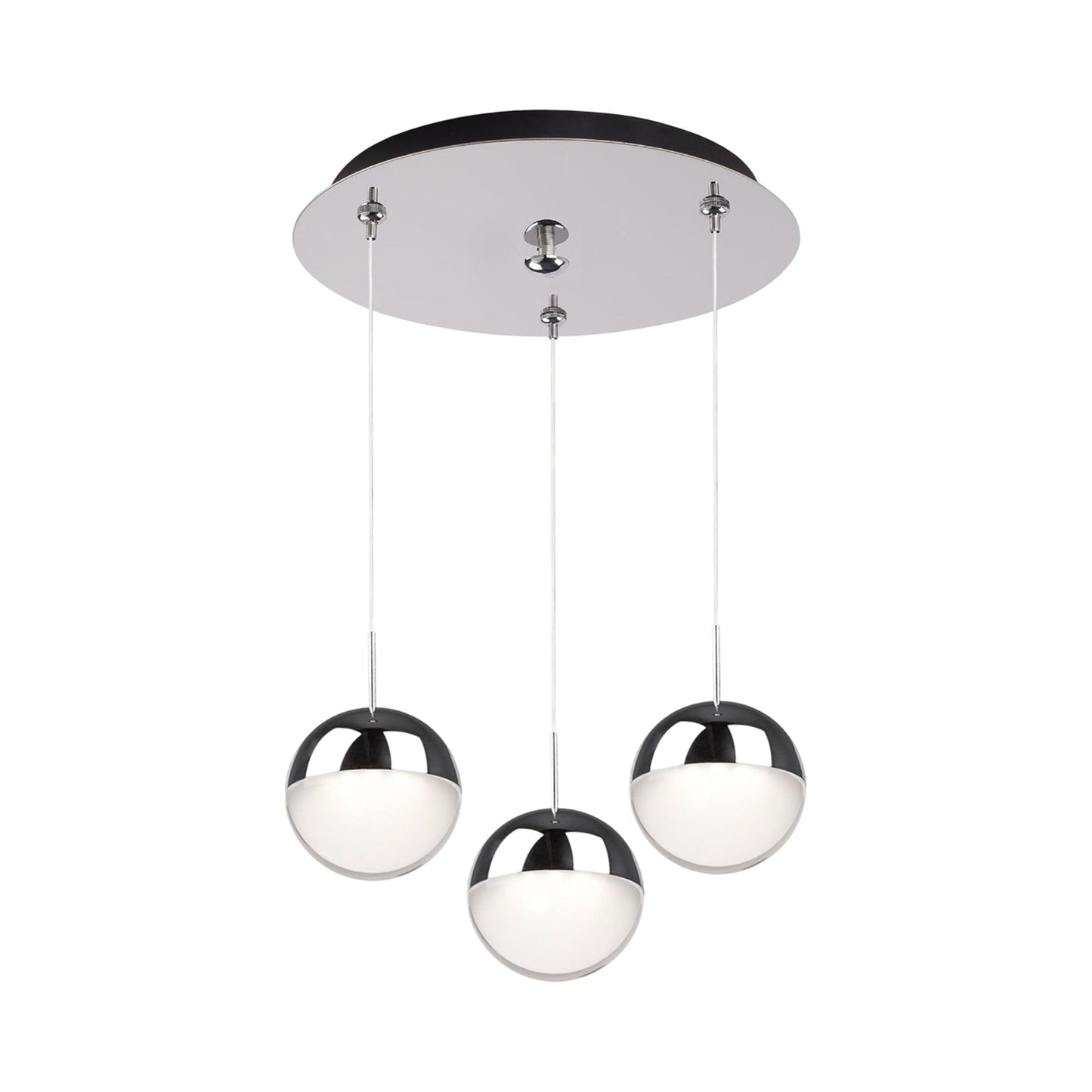 Pluto Round Multi Light LED Pendant Light in Chrome (3-Light).