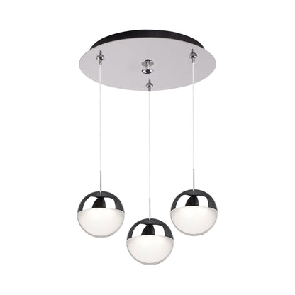 Pluto Round Multi Light LED Pendant Light in Chrome (3-Light).