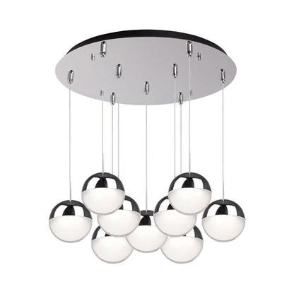 Pluto Round Multi Light LED Pendant Light in Chrome (9-Light).