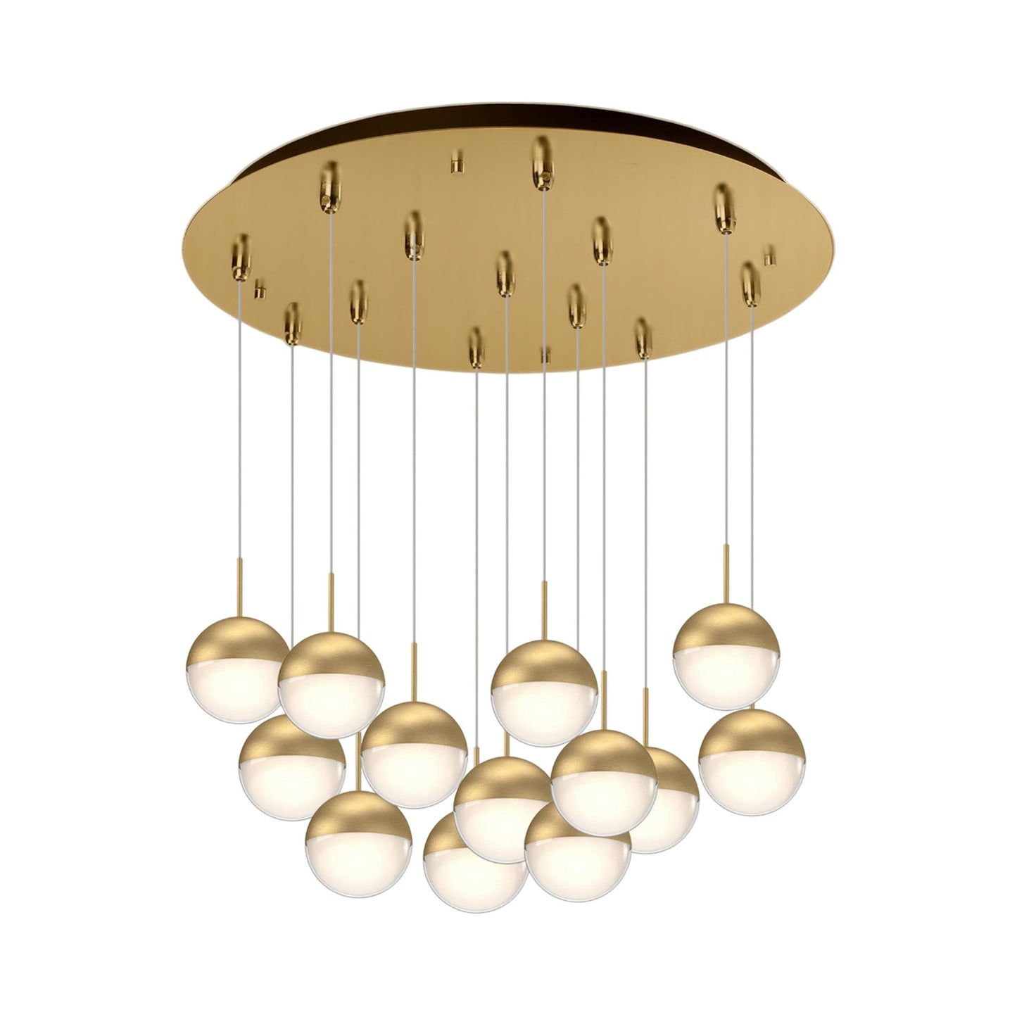 Pluto Round Multi Light LED Pendant Light in Brushed Gold (13-Light).