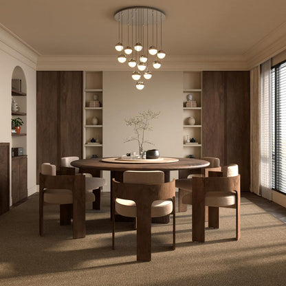 Pluto Round Multi Light LED Pendant Light in dining room.