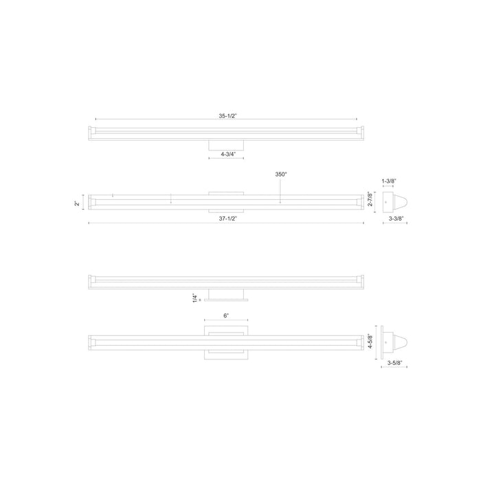 Plymouth LED Vanity Wall Light - line drawing.