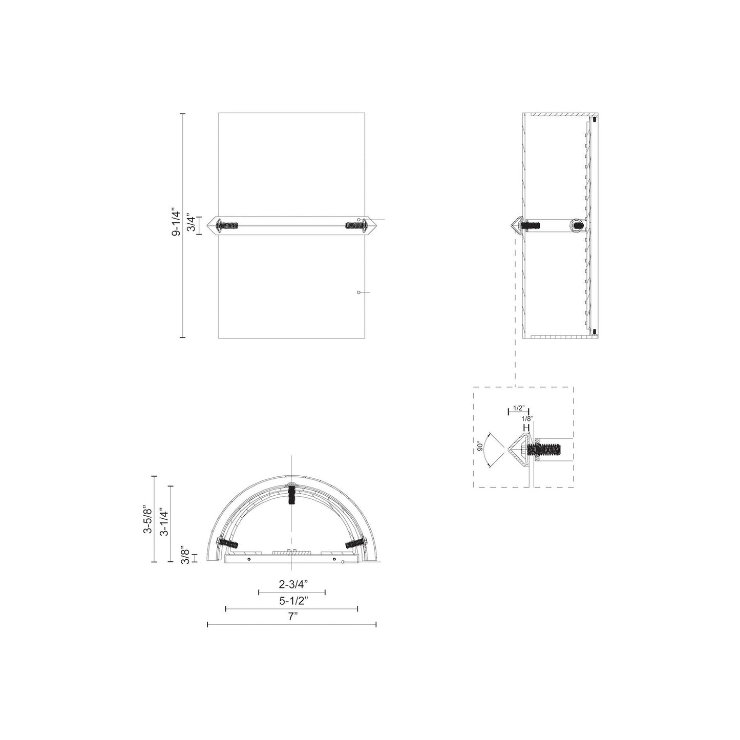 Pondi LED Wall Light - line drawing.