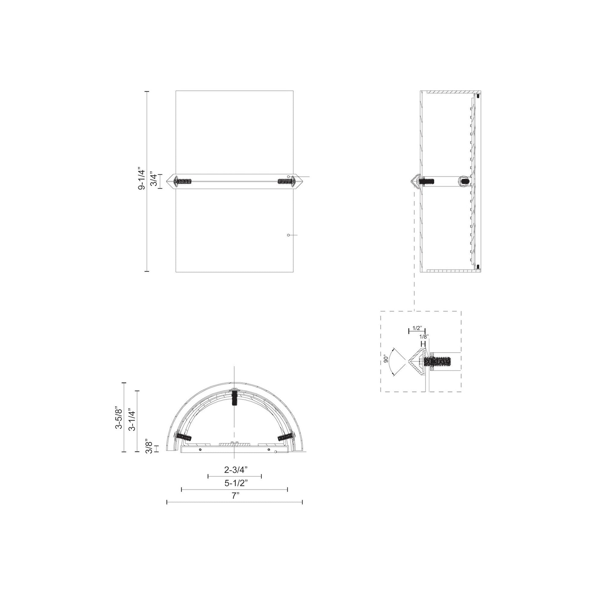 Pondi LED Wall Light - line drawing.