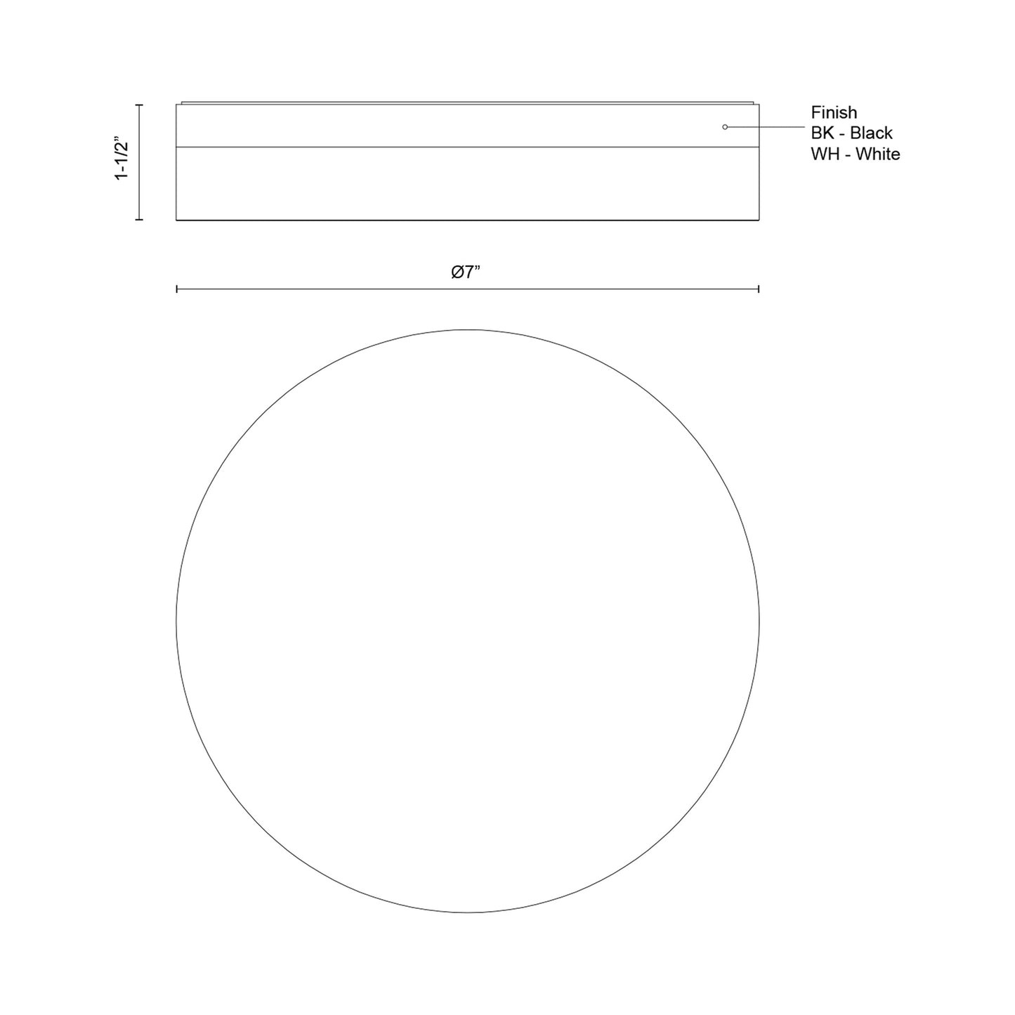 Quara LED Flush Mount Ceiling Light - line drawing.