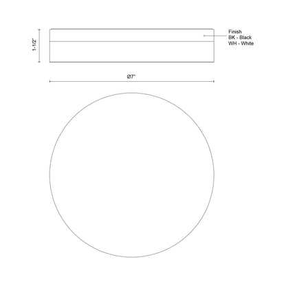 Quara LED Flush Mount Ceiling Light - line drawing.