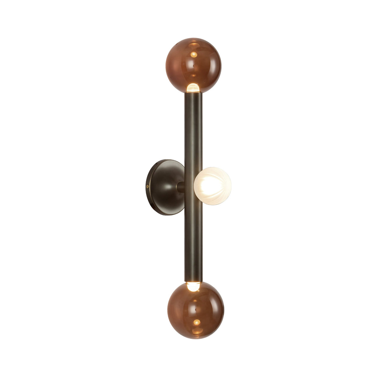 Reese LED Bath Vanity Light in Urban Bronze/Amber Glass.