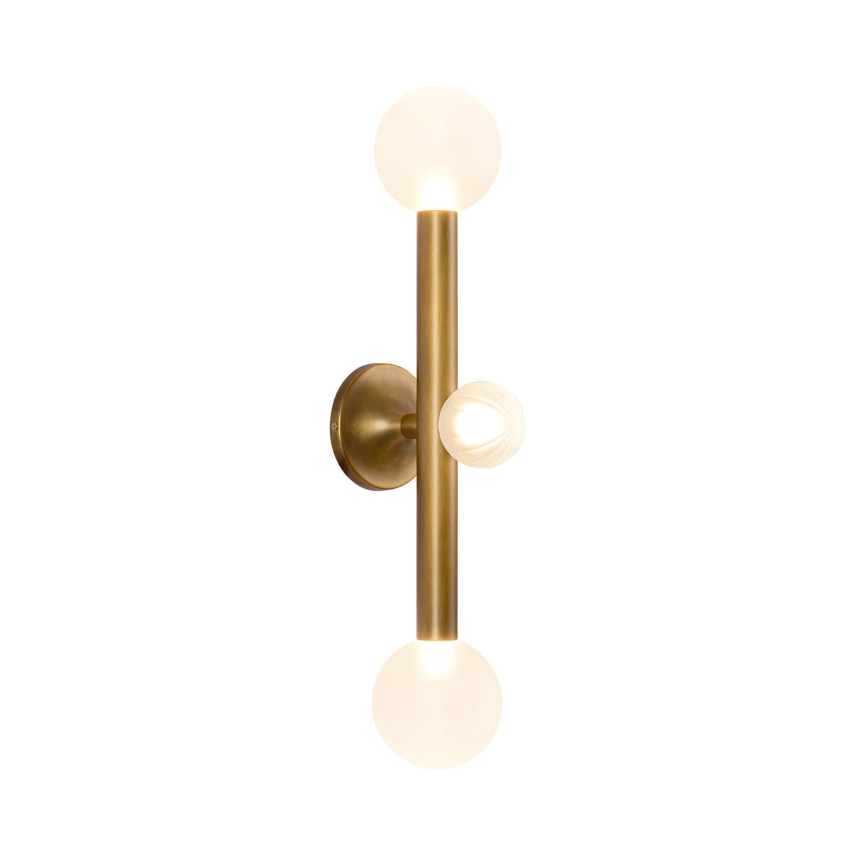 Reese LED Bath Vanity Light in Vintage Brass/Opal Glass.