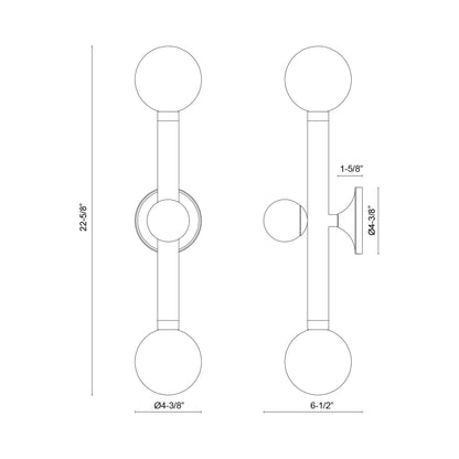 Reese LED Bath Vanity Light - line drawing.