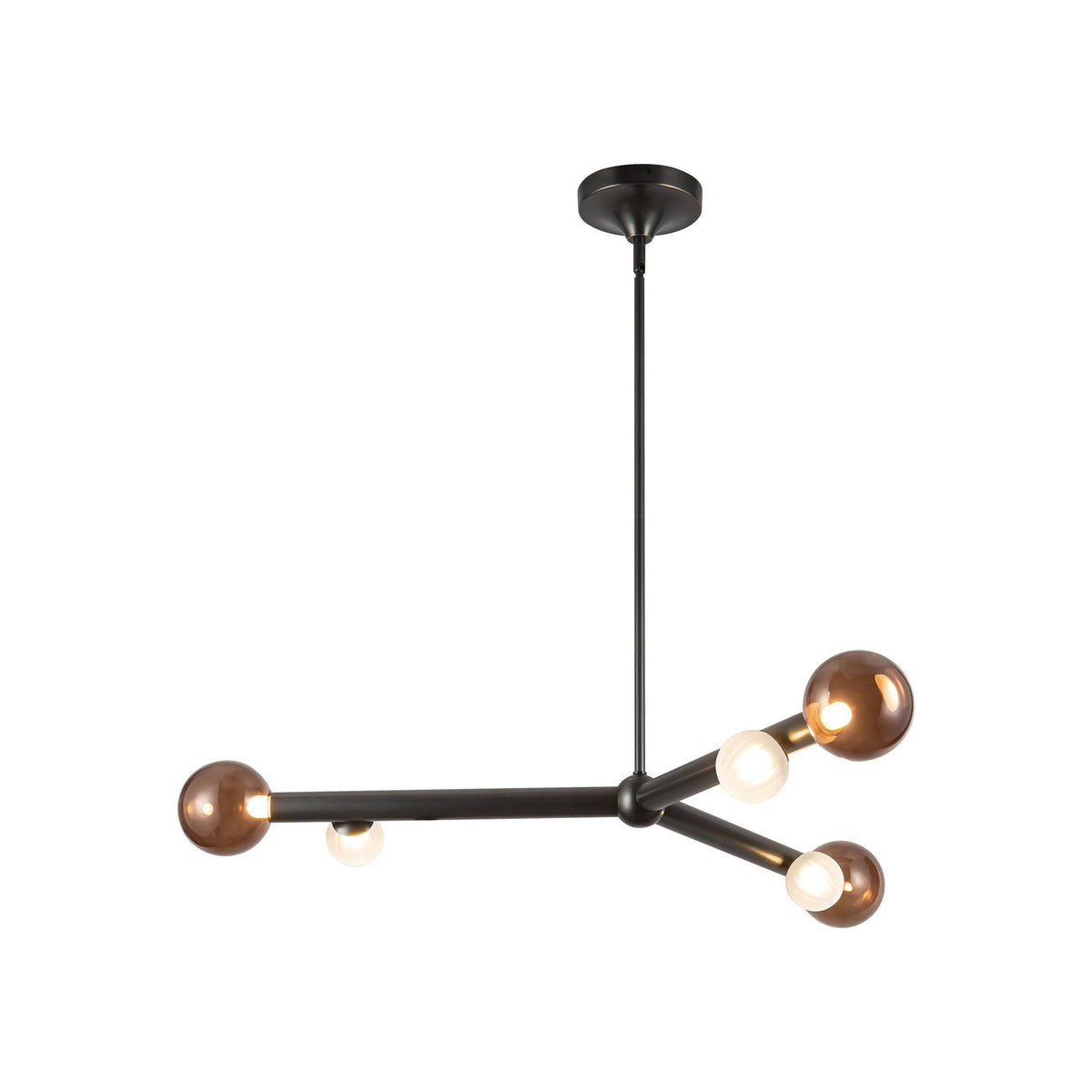 Reese LED Chandelier in Urban Bronze/Amber Glass (41-Inch).