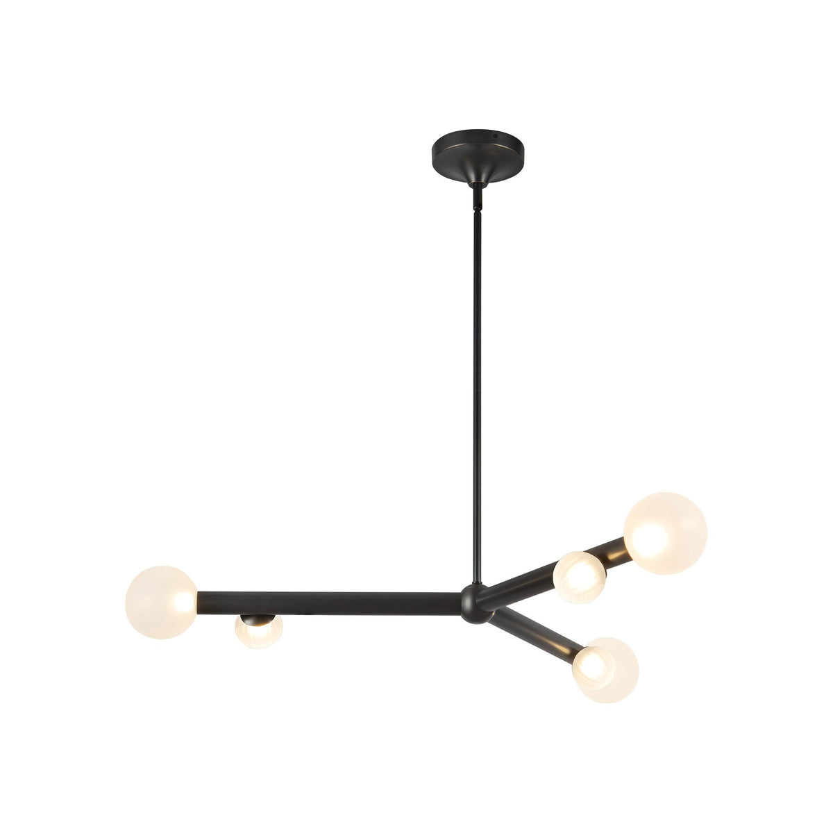 Reese LED Chandelier in Urban Bronze/Opal Glass (41-Inch).
