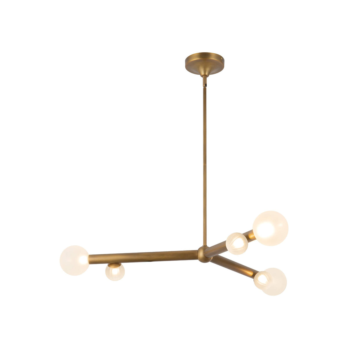 Reese LED Chandelier in Vintage Brass/Opal Glass (41-Inch).