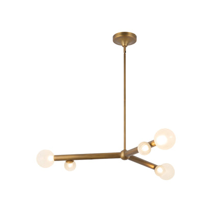 Reese LED Chandelier in Vintage Brass/Opal Glass (41-Inch).