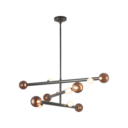 Reese LED Chandelier in Urban Bronze/Amber Glass (47.5-Inch).