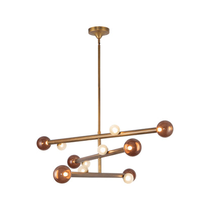 Reese LED Chandelier in Vintage Brass/Amber Glass (47.5-Inch).