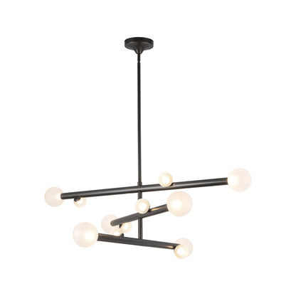 Reese LED Chandelier in Urban Bronze/Opal Glass (47.5-Inch).