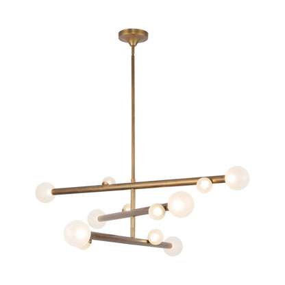 Reese LED Chandelier in Vintage Brass/Opal Glass (47.5-Inch).