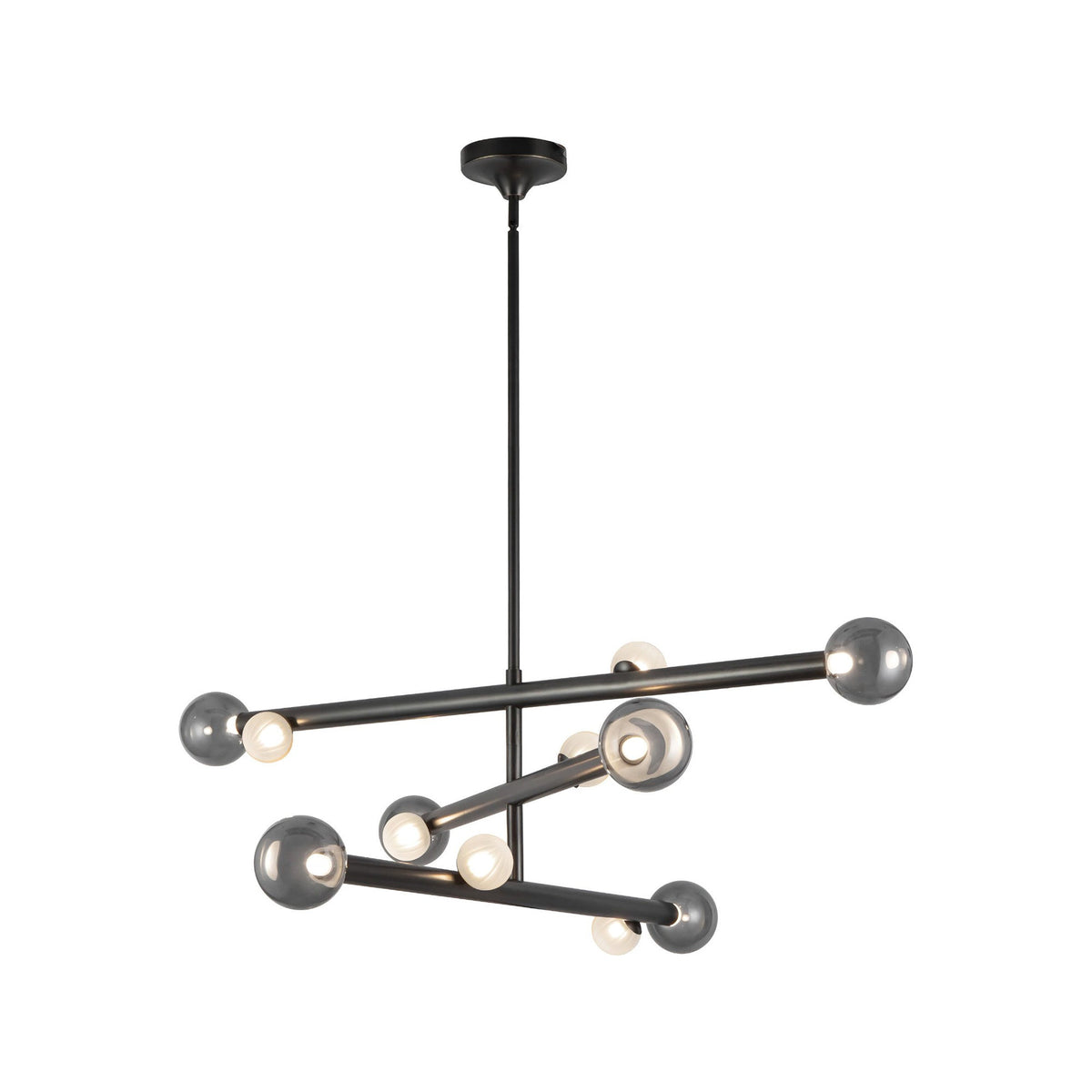 Reese LED Chandelier in Urban Bronze/Smoked Glass (47.5-Inch).