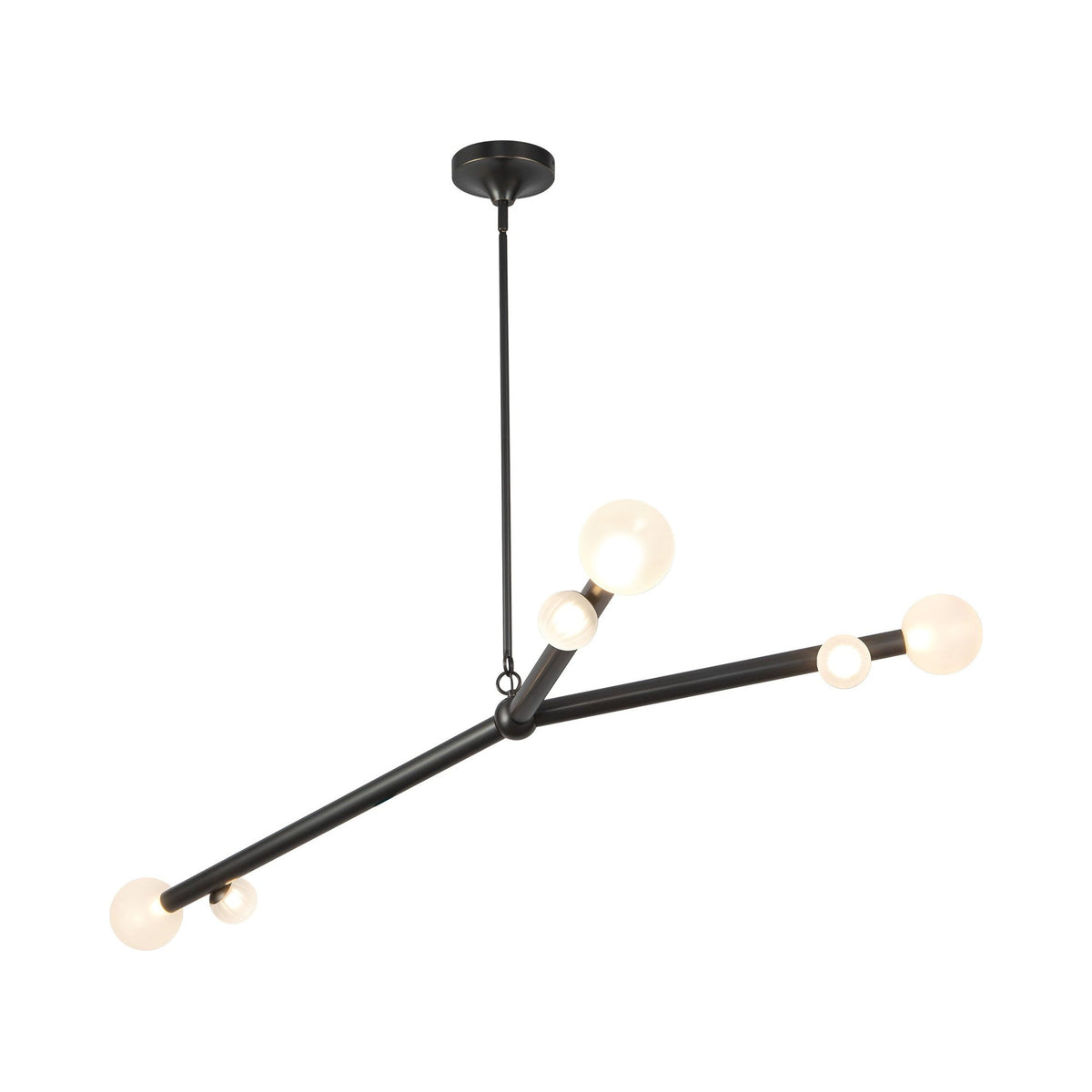 Reese LED Chandelier in Urban Bronze/Opal Glass (53-Inch).