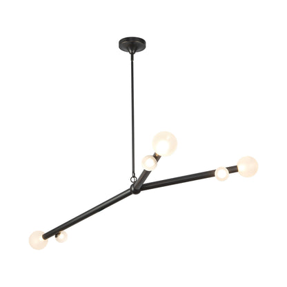 Reese LED Chandelier in Urban Bronze/Opal Glass (53-Inch).
