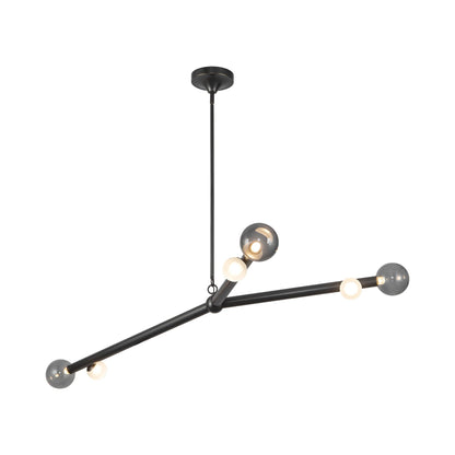 Reese LED Chandelier in Urban Bronze/Smoked Glass (53-Inch).