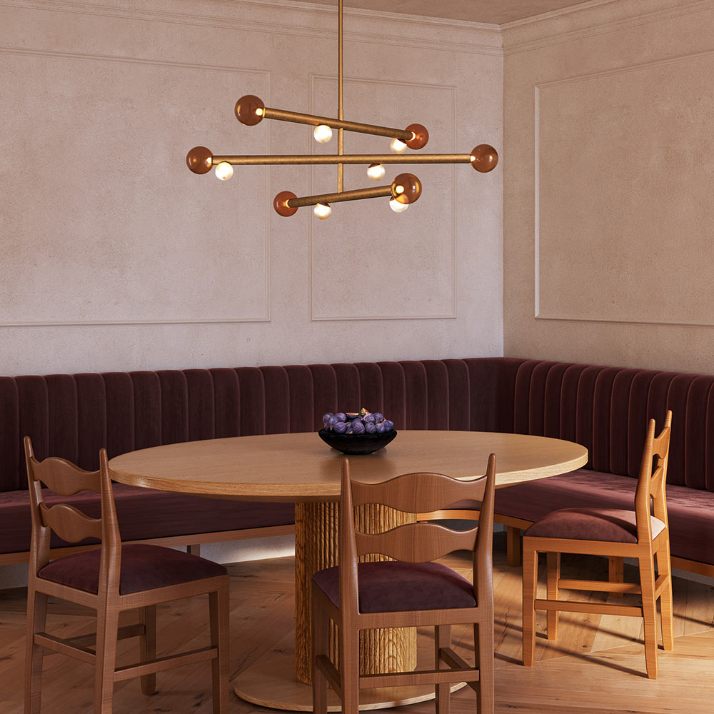 Reese LED Chandelier in dining room.