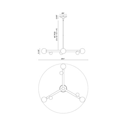 Reese LED Chandelier - line drawing.