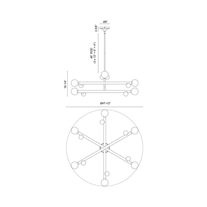 Reese LED Chandelier - line drawing.