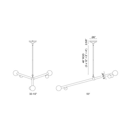Reese LED Chandelier - line drawing.