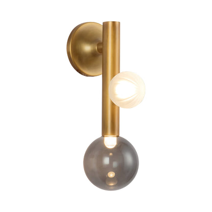 Reese LED Wall Light in Vintage Brass/Smoked Glass.