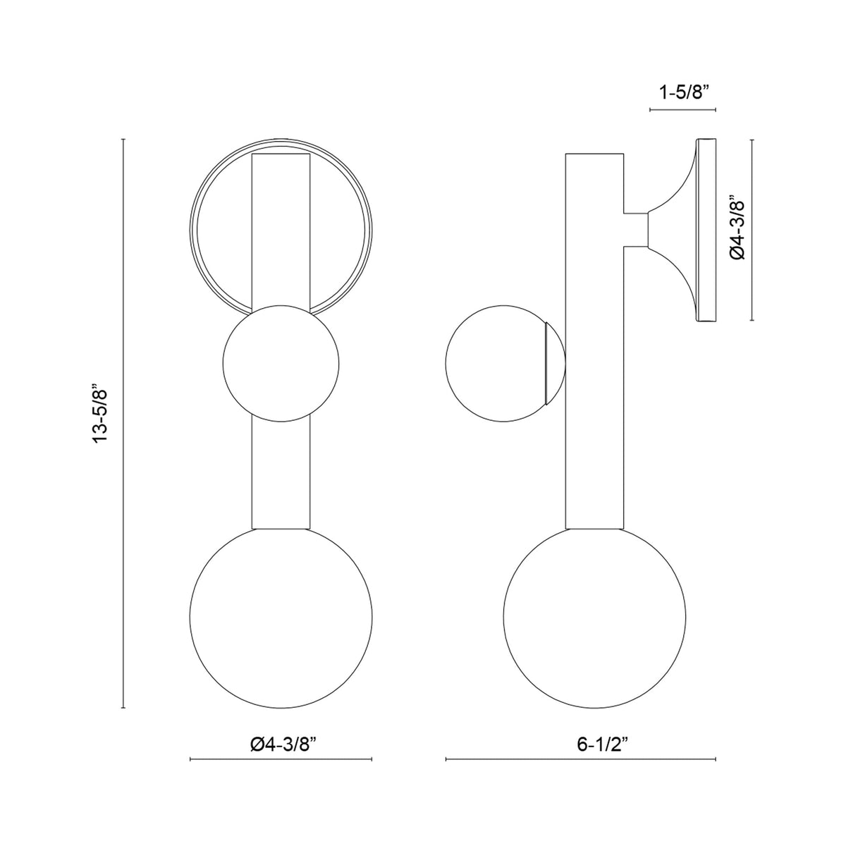Reese LED Wall Light - line drawing.