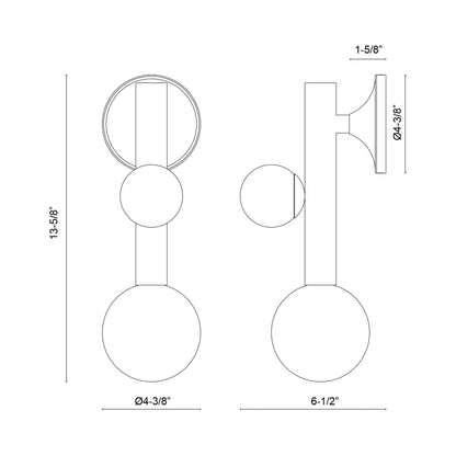 Reese LED Wall Light - line drawing.