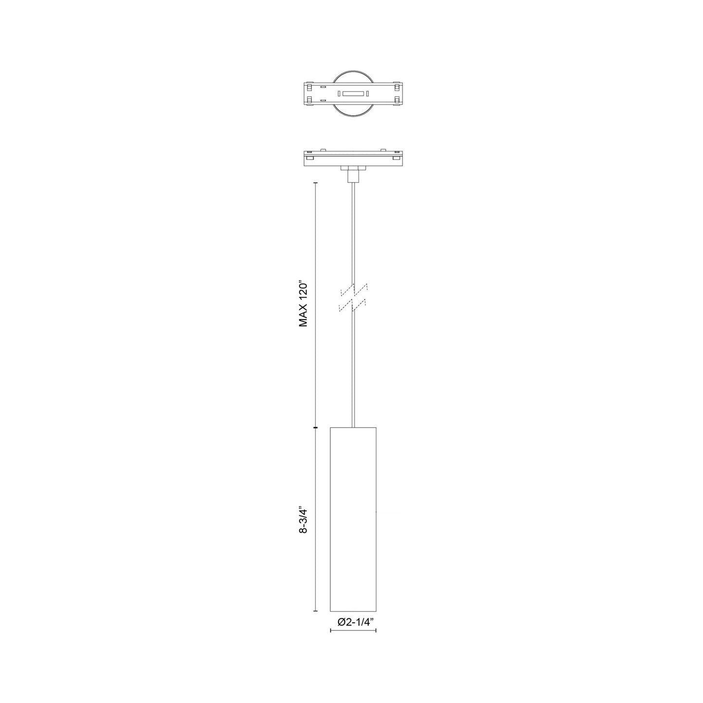 Remuda Trilo LED Track Pendant Light - line drawing.