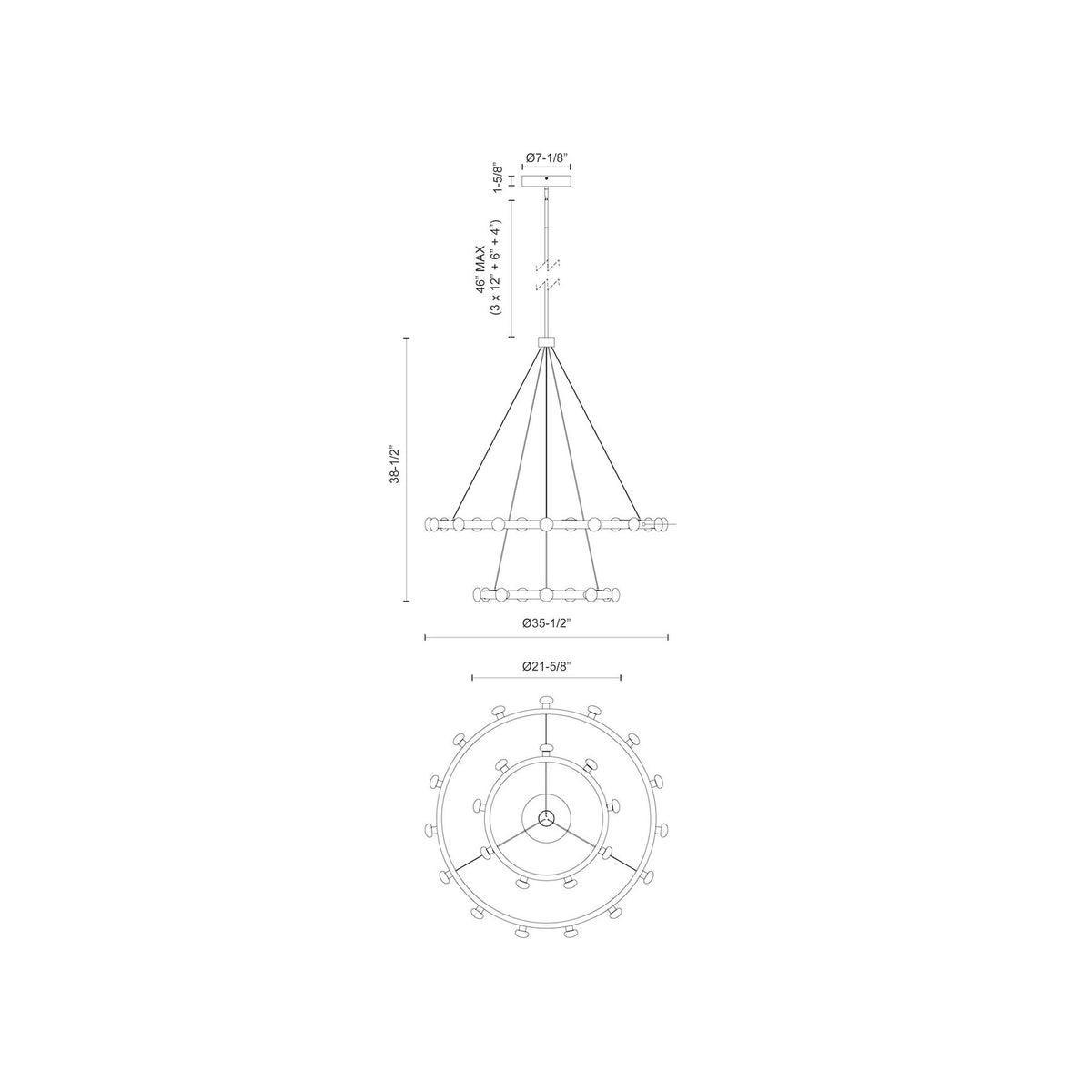 Rezz LED Chandelier - line drawing.