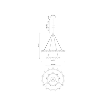 Rezz LED Chandelier - line drawing.