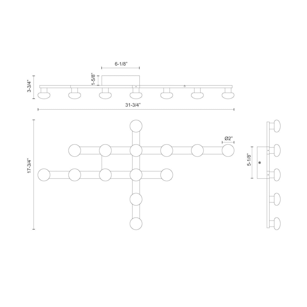 Rezz LED Flush Mount Ceiling Light - line drawing.