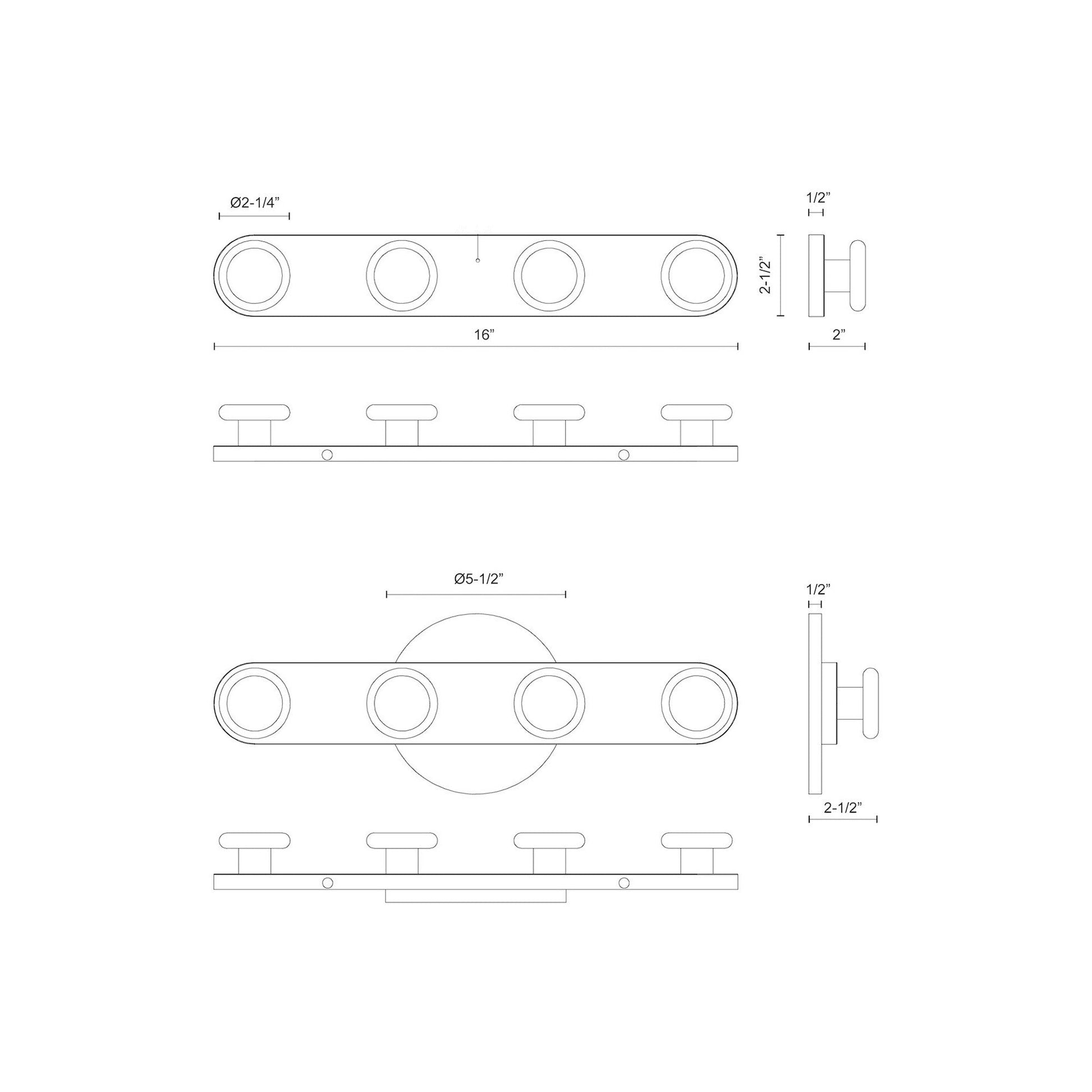 Rezz LED Vanity Wall Light - line drawing.