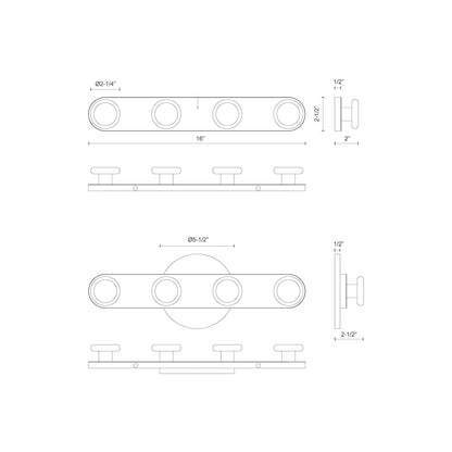Rezz LED Vanity Wall Light - line drawing.