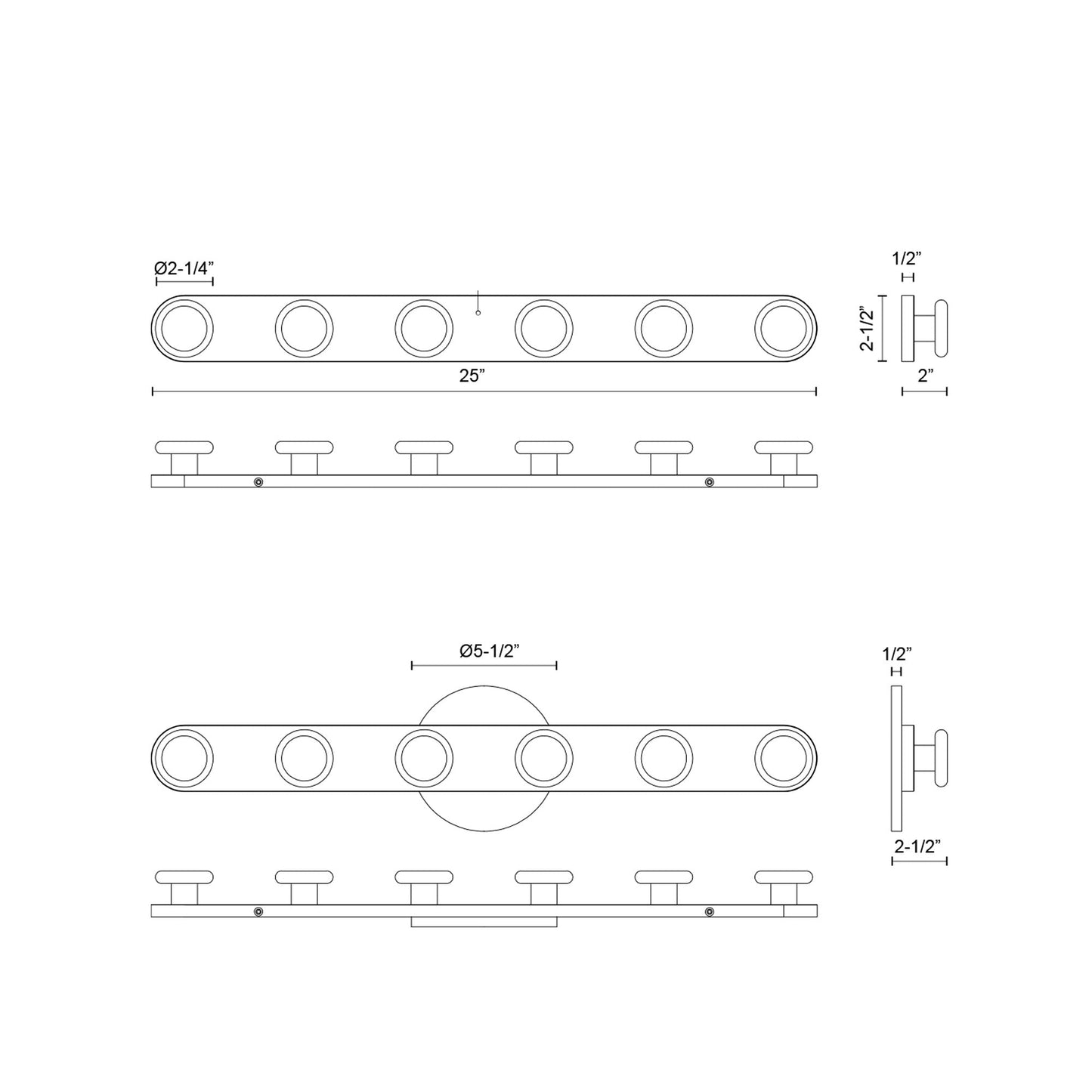 Rezz LED Vanity Wall Light - line drawing.